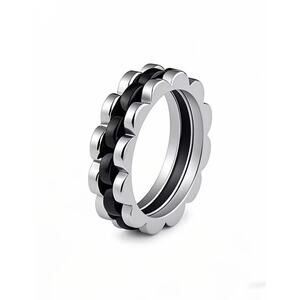 Titanium Steel Gear Ring SZ: 8 Men Women Simple Stylish Stainless Steel